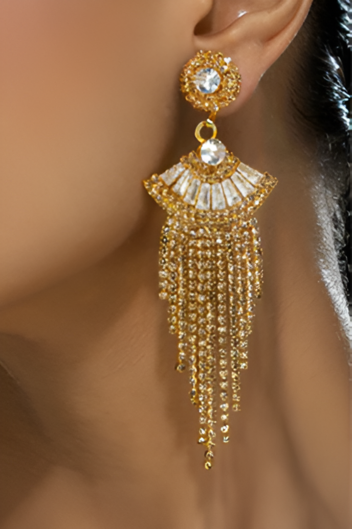 Golden Radiance Tassel Earrings