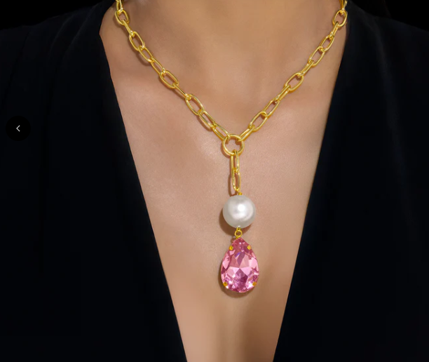 Long Chain with Pink Stone Pendant