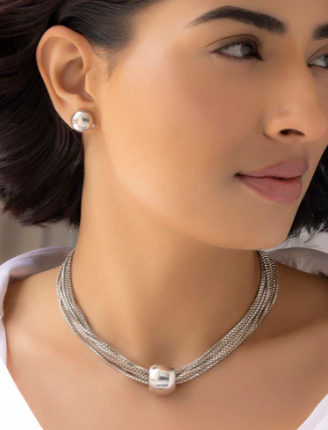 Oxidized Silver Choker with Coin Design