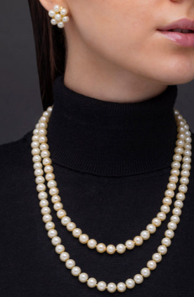 Pearl Necklace with Black Dress
