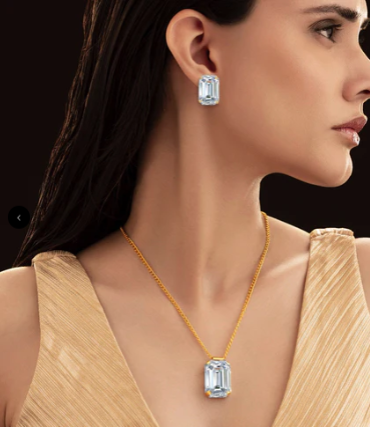 Bold Stud Earrings with Diamond Lookalike Stone