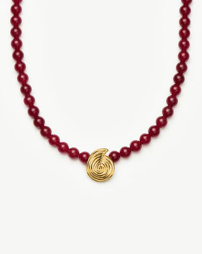 Spiral Gemstone Beaded Pendant Necklace